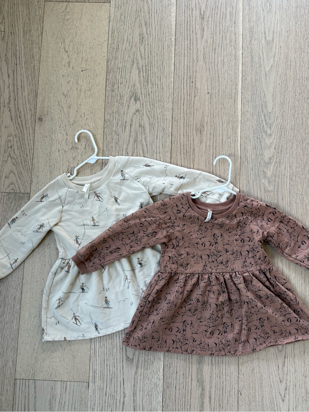 Rylee + Cru Kids Long Sleeve Skater Dress - Cream and Brown